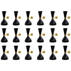 Large Adjustable Italian Metal Sconces Brass, Italy, Stilnovo Style 18pcs 6