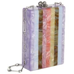 Edie Parker Carol Multi Bars Clutch with Crossbody Chain in Lavender Pearlescent
