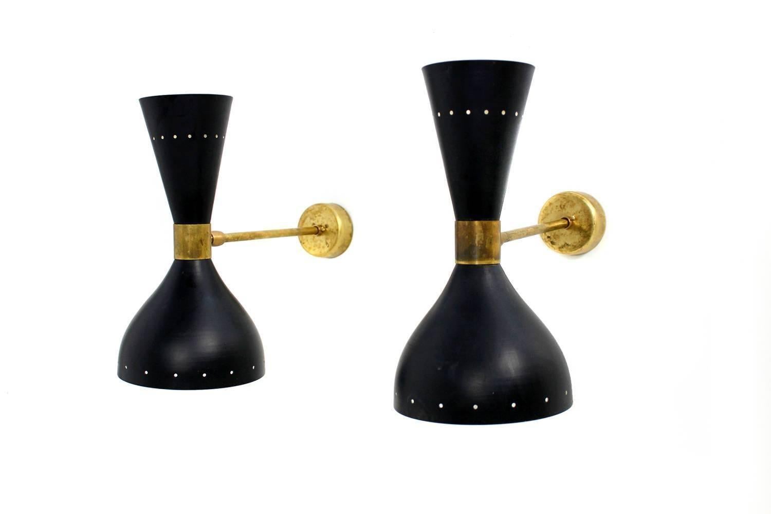 Large Adjustable Italian Metal Sconces Brass, Italy, Stilnovo Style 18pcs For Sale 1