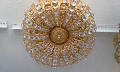 Small Dome Form Gilt Metal Flush Mount Fixture with Crystal Elements