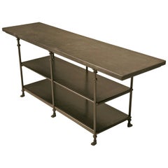 Distressed Zinc and Bronze Handmade Kitchen Island By Old Plank in Any Dimension
