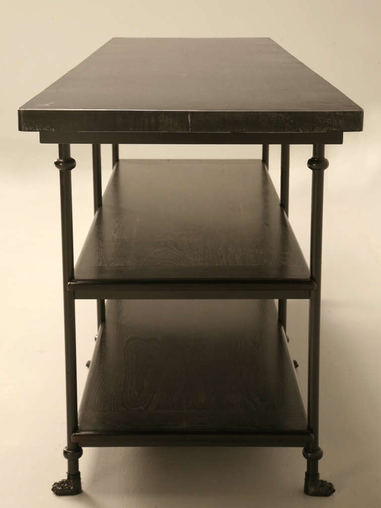Contemporary Distressed Zinc and Bronze Handmade Kitchen Island By Old Plank in Any Dimension For Sale
