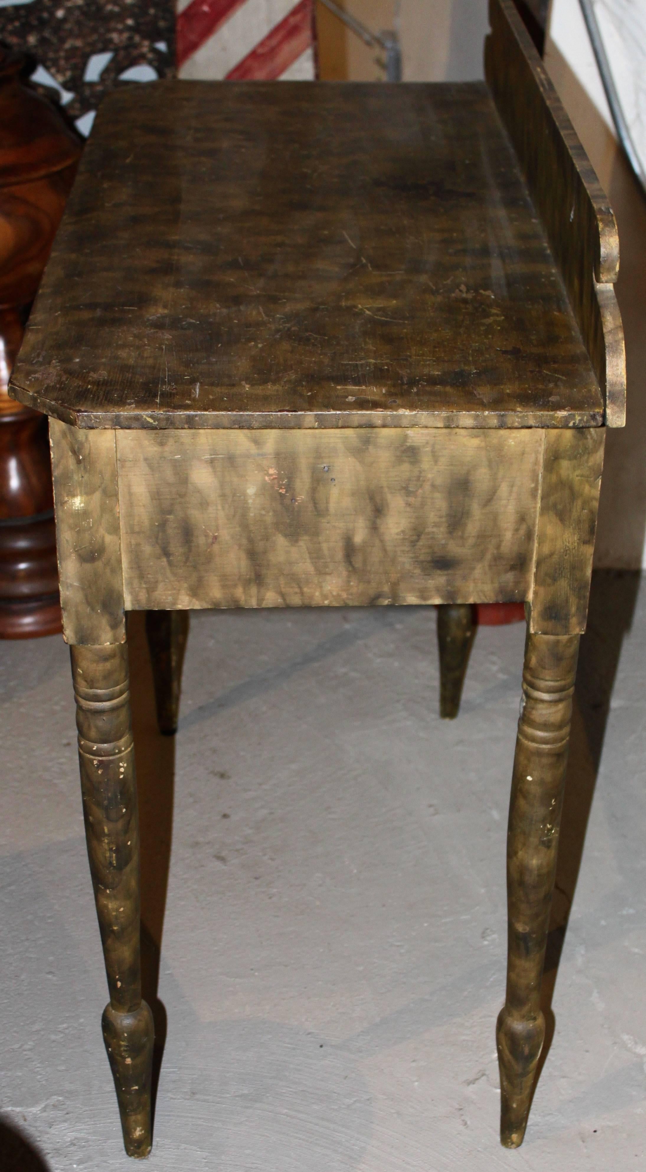 Rare 19th Century Faux Smoked and Grain Painted Dressing Table For Sale 2