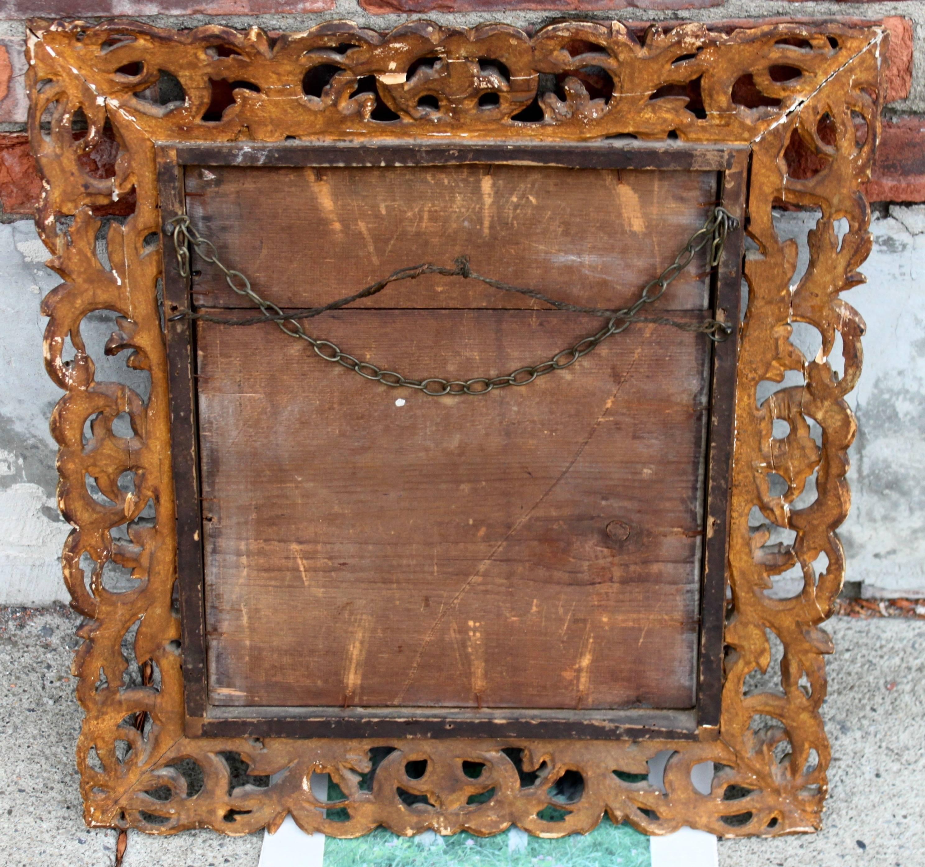 18th Century Venetian Carved Giltwood Mirror in Original Condition For Sale