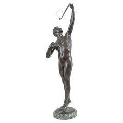 Large German Bronze, Male Nude Archer, J. Uphues 1850-1911, Gladenbeck Foundry