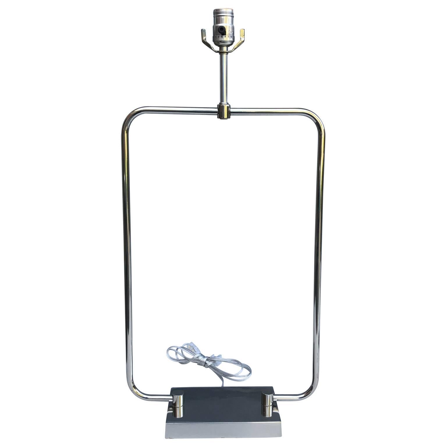 American Large Mid-Century Modern  Polished Chrome Rectangular Pipe Lamp For Sale