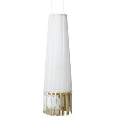 Magic hanging Lamp in Brass, cotton gauze strips, double face Silvered Glass 