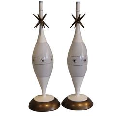 Pair of 1950s Atomic Lamps, Raymond Loewy Sputnik Design