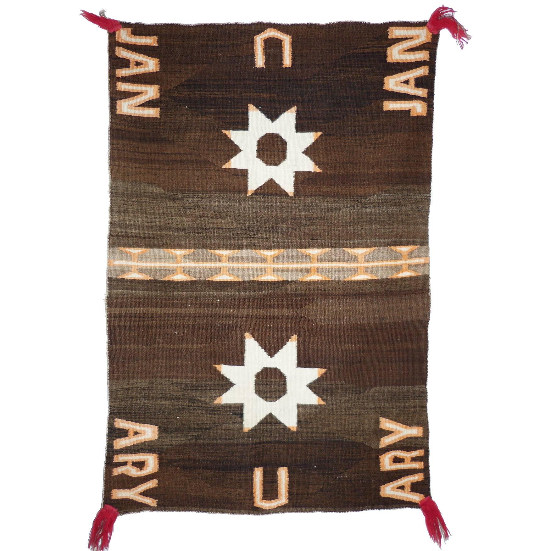 Vintage Navajo "January" Double Saddle Blanket, circa 1920 For Sale
