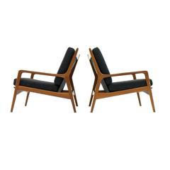Pair of Danish Modern Teak Wood Lounge Chairs by Christian Jensen, 1960s