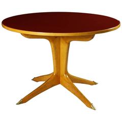 Table Beech Back-Painted Glass Vintage Manufactured in Italy, 1950s
