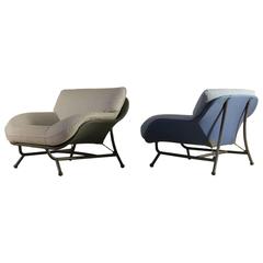 Two Armchairs by Massimo Iosa Ghini for Cassina Metal Fabric Foam, Italy