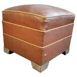 Oversized Art Deco Ottoman/Footstool, Stepped Nickel Chromed Legs