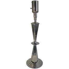 Used Elegant Art Deco, Machine Age Chromed Table Lamp, Skyscraper