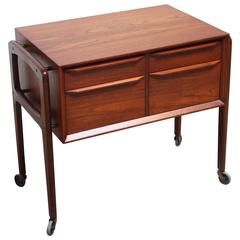 Danish Modern Diminutive Teak Chest on Casters by Arne Vodder 9