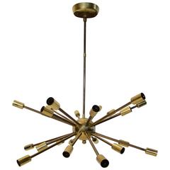 Vintage Brass Sputnik 24-Arm Chandelier Pendant Light