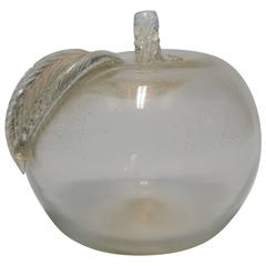 Beautiful Gold and Clear Italian Murano Art Glass Apple