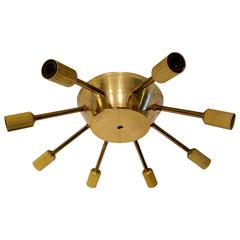 Vintage Brass Flush Mount Eight-Arm Sputnik