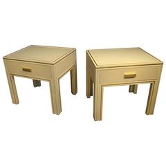Pair of Side Tables in Lacquered Metal by Pierre Vandel 1
