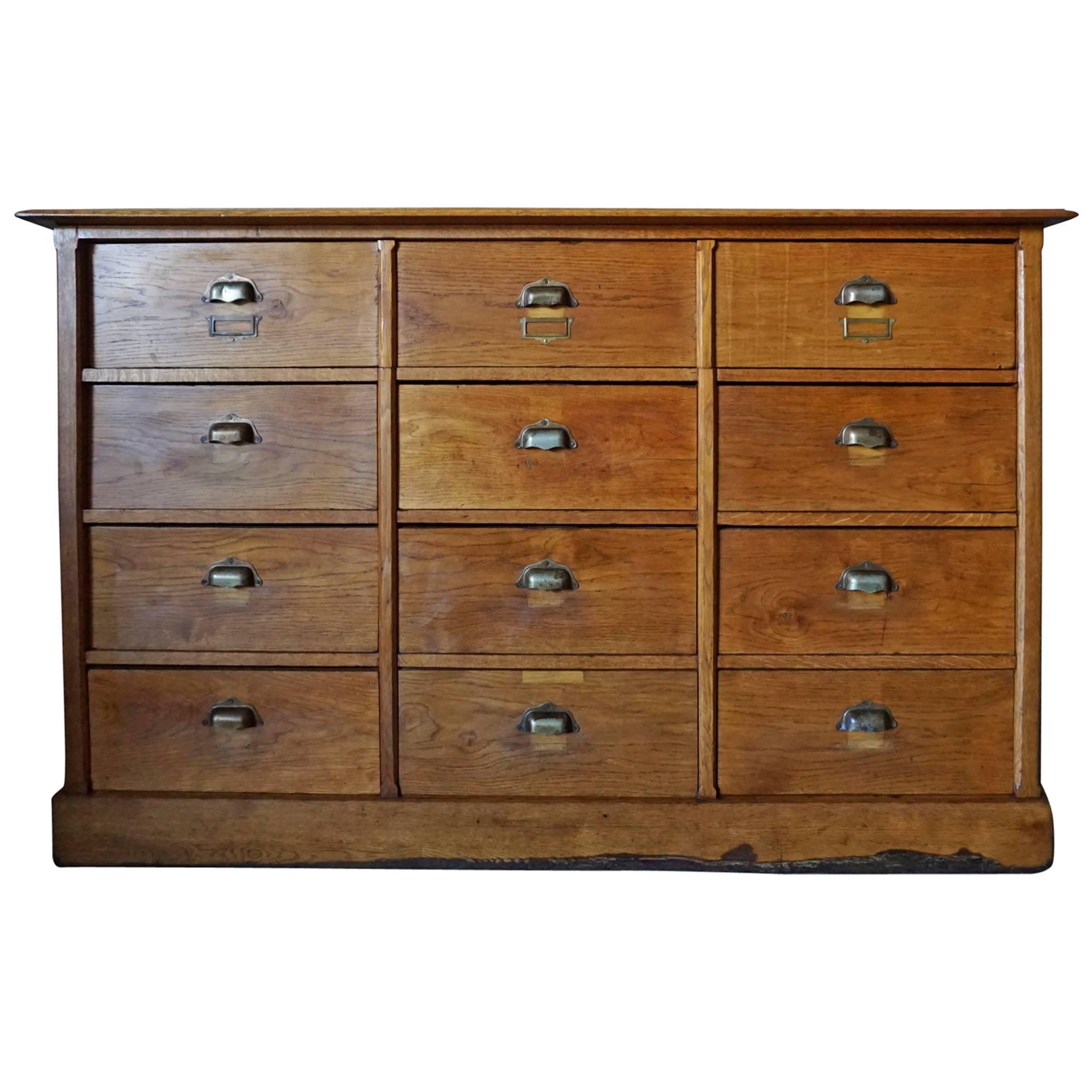 French Oak Apothecary Cabinet Early 20th Century