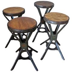 Set of Four Industrial Evertaut Stools, 1950s