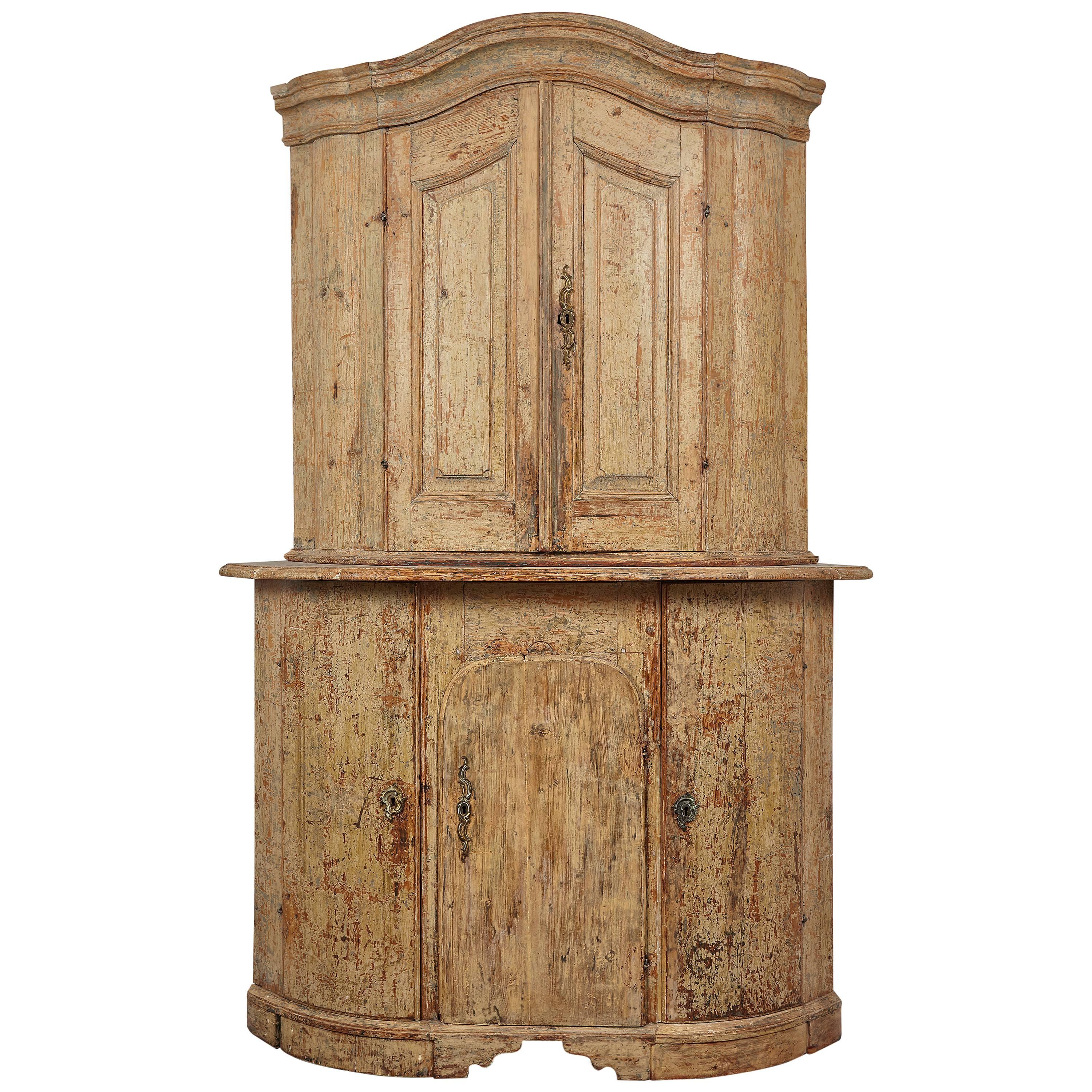 18th Century Gustavian Corner Cabinet For Sale