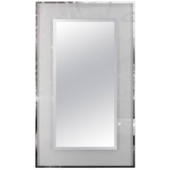 Custom Lucite and Mirrored Stainless Steel Trimmed Mirror