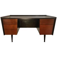 Jens Risom Mid-Century Modern Five-Drawer Mahogany Writers Desk