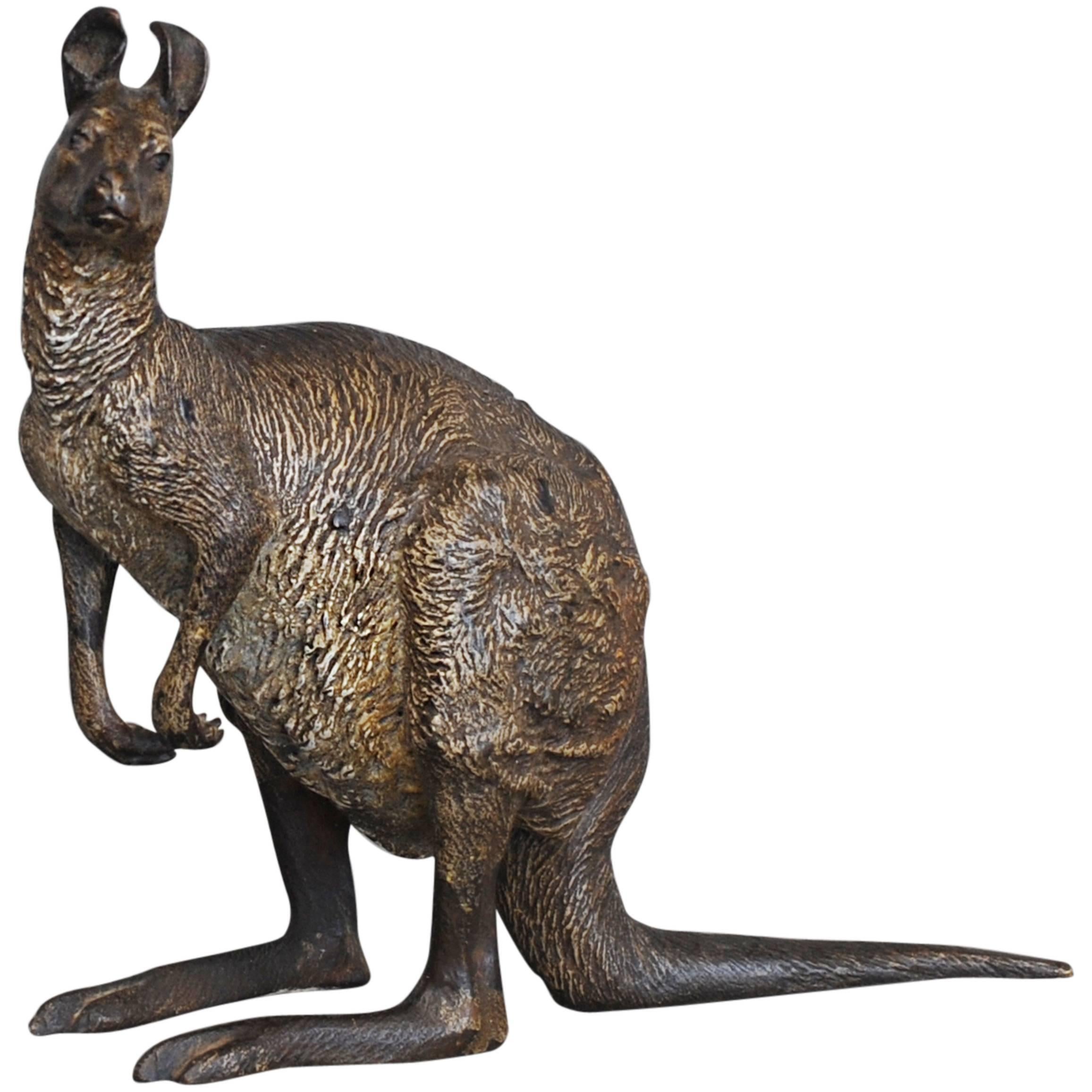 Attractive Kangaroo Vienna Bronze Signed "Bergman, " circa 1900 For Sale
