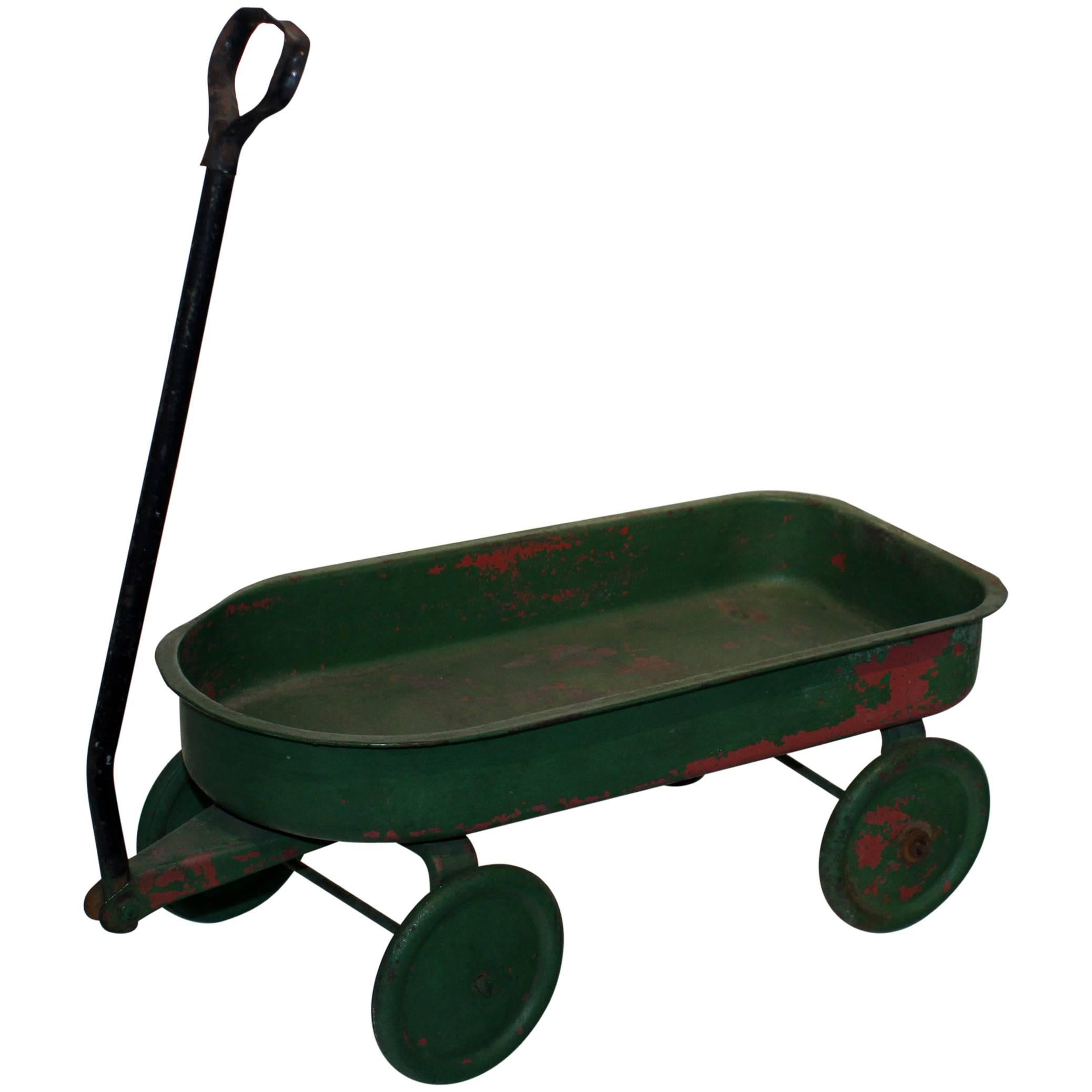 Painted Green Toy Wagon