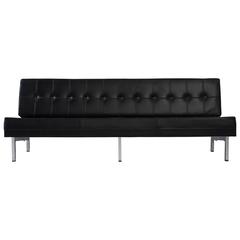 MIM Roma Black Leather Sofa, 1960s