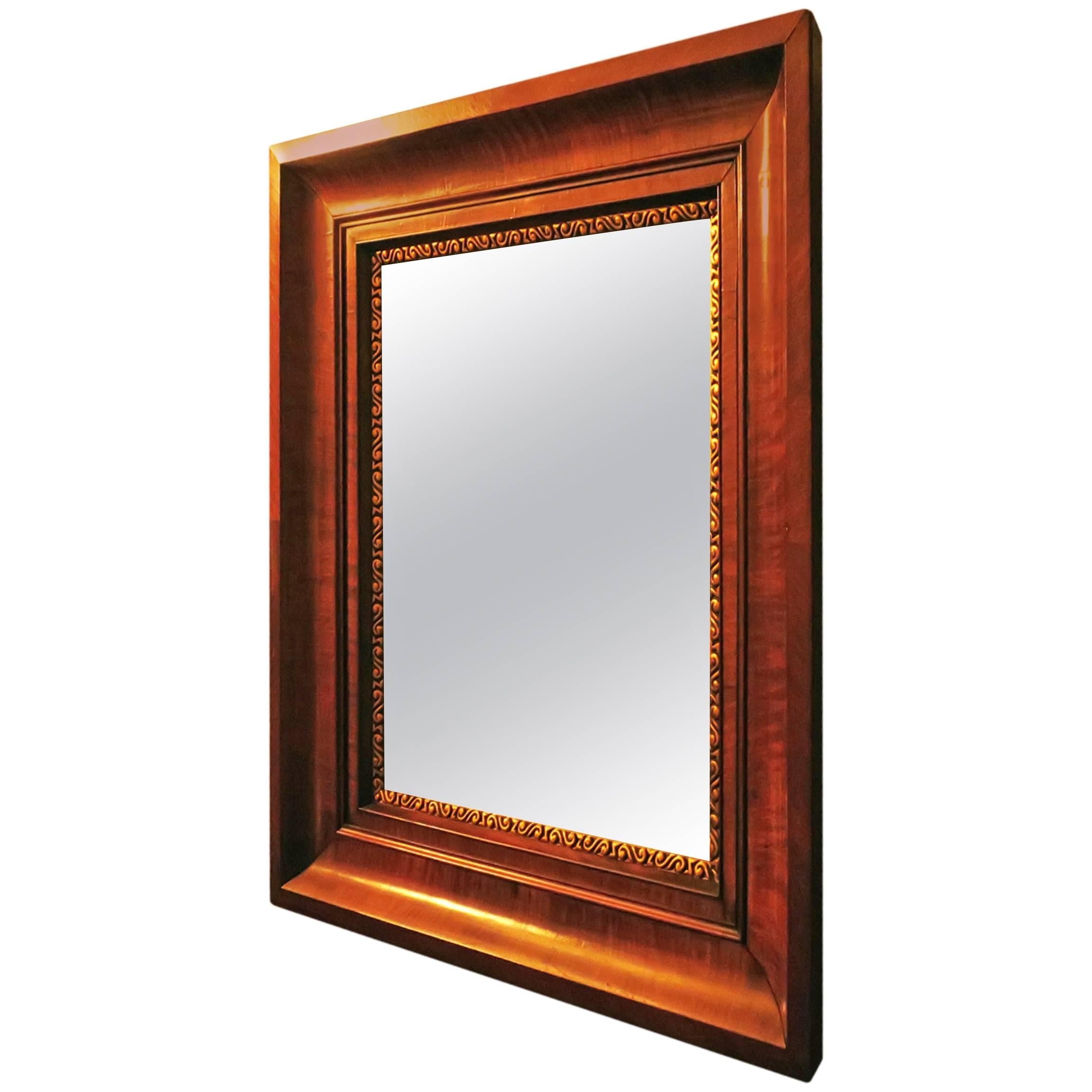 Antique Mirror Walnut Frame with Faceted Glass For Sale