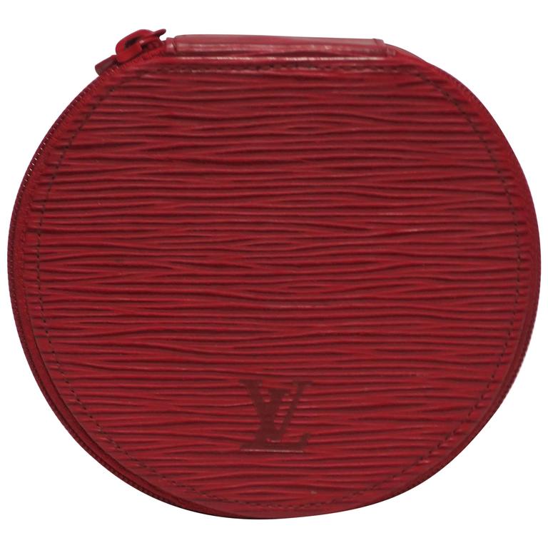 Red LV Louis Vuitton Leather Travel Jewelry Box, from France at 1stdibs