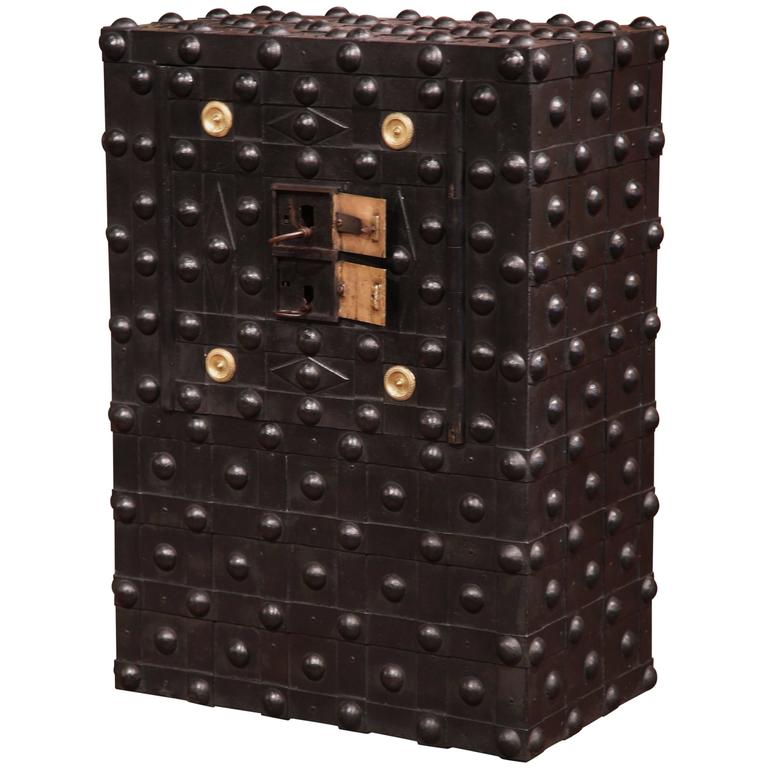 19th Century French Iron Hobnail Studded Safe by Magaud De Charf, Marseille