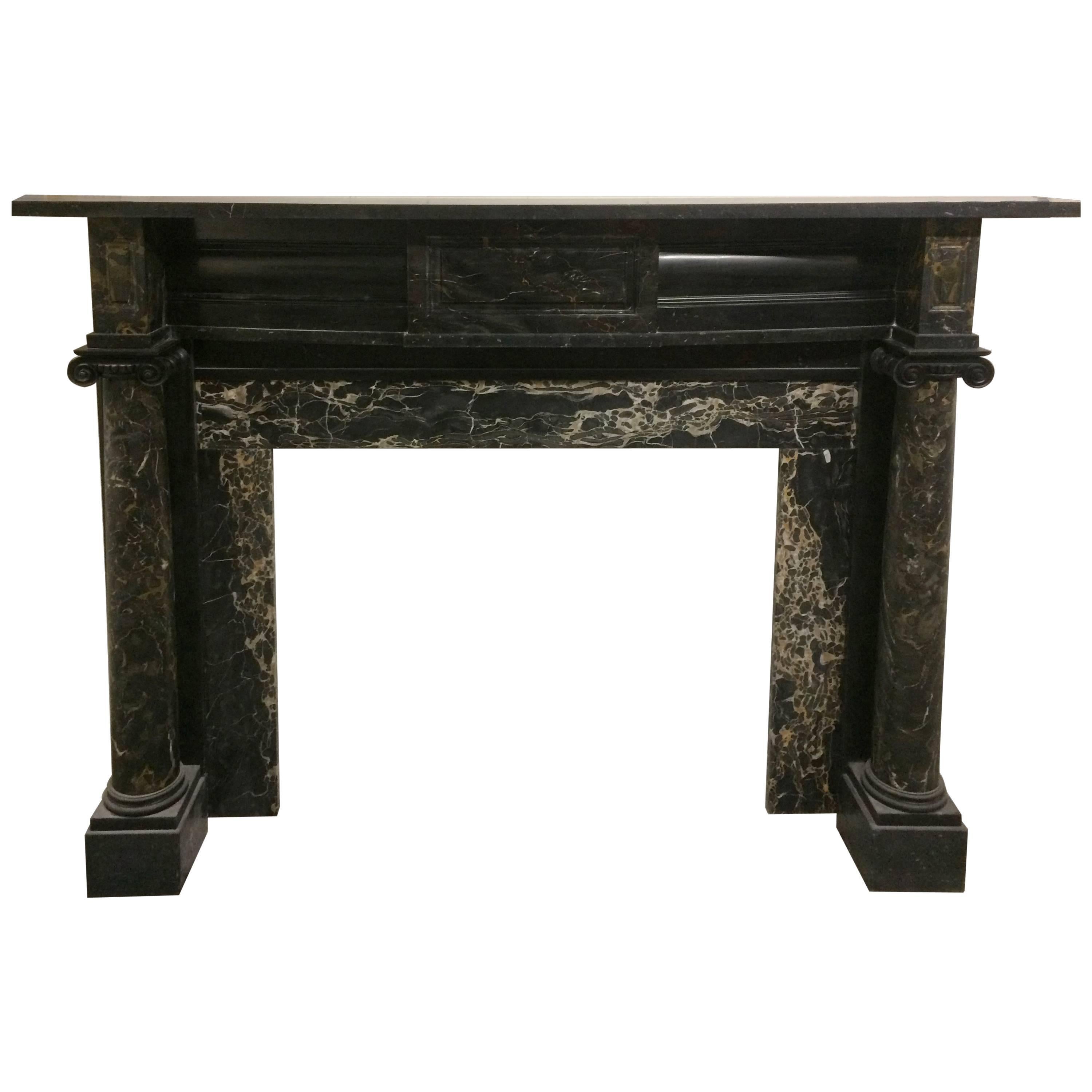 19th Century Federalist Style Mantel in Belgian Black and Portoro Marble