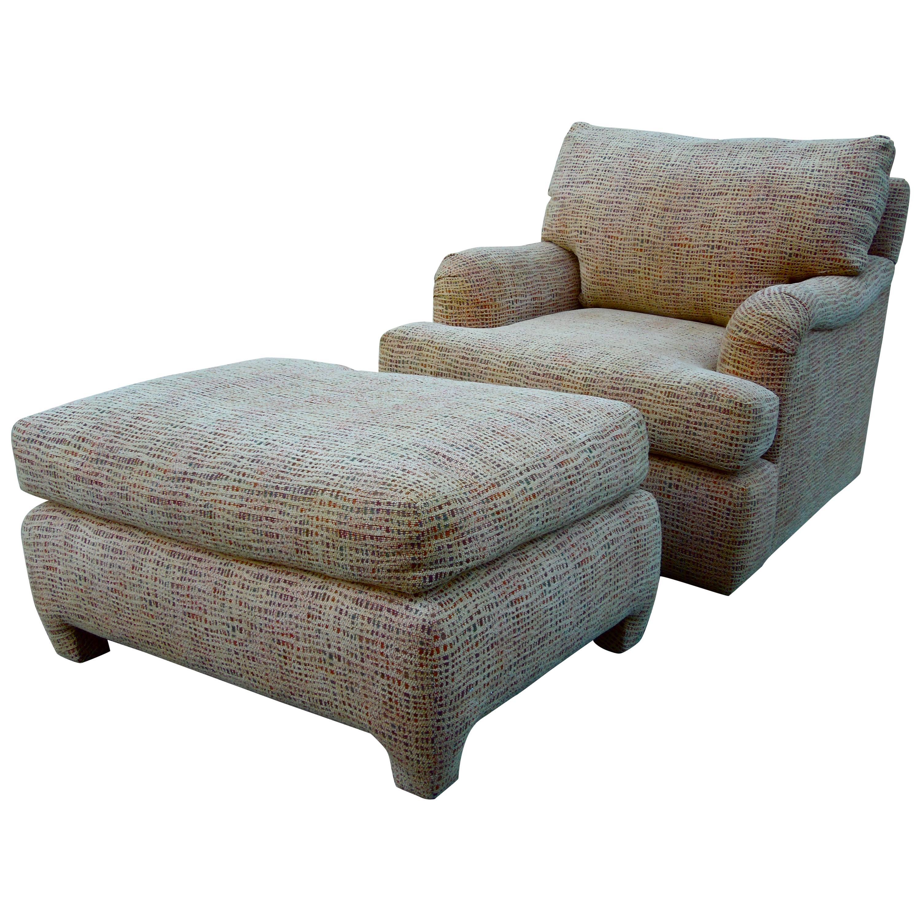 Swivel Club Chair and Matching Ottoman Designed by Gina B