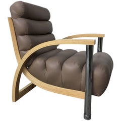 Jay Spectre "Eclipse" Cerused Oak Leather Lounge Chair