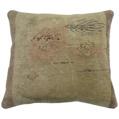 Turkish Floral Rug Pillow Vintage Turkish Floral Rug Pillow