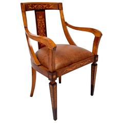 Antique English Marquetry Regency-Style Armchair