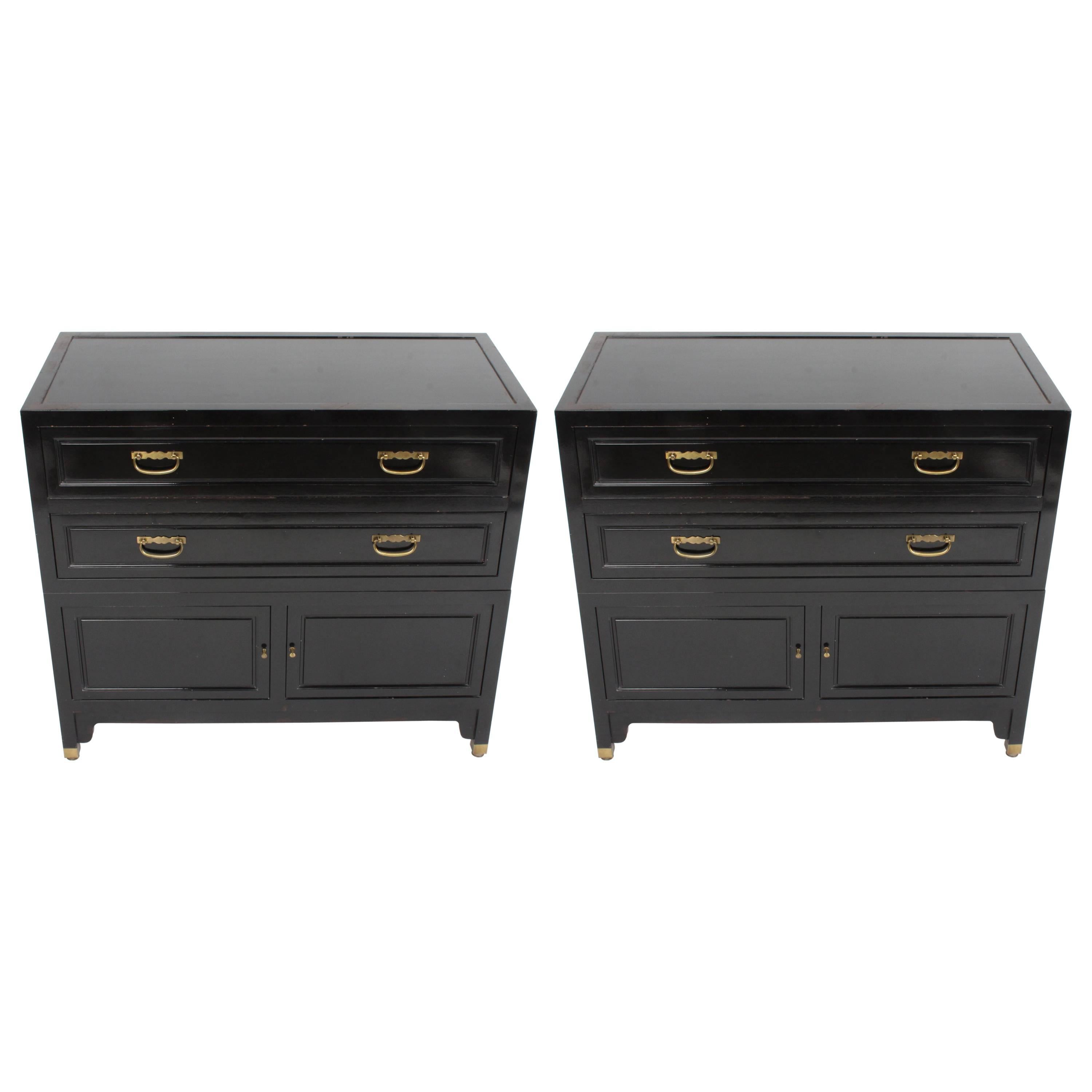 Pair of Michael Taylor for Baker MCM Chests or Nightstands Far East Collection  For Sale