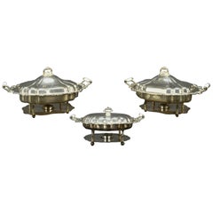 Three American Silver Plate Chafing Dishes of Large-Scale