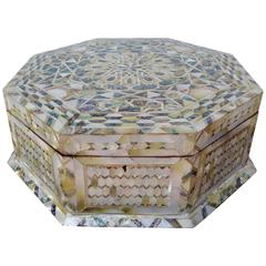 Beautiful Syrian or Ottoman Octagonal Mother-of-Pearl and Abalone Box