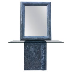 Maitland Smith Grey Tesselated Stone Console and Mirror