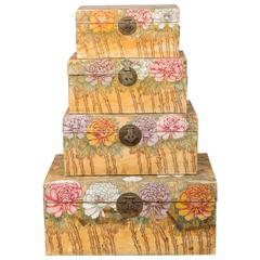 Set of Chinese Export Leather and Camphor Wood Trunks 5
