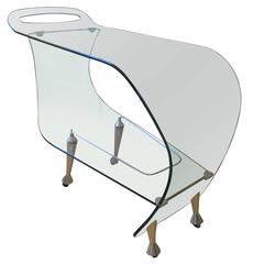 Fiam Italia Glass Bar Cart or Trolley c1980