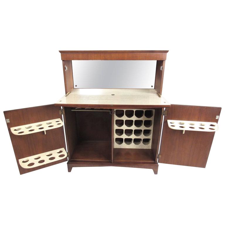 Mid Century Modern Walnut Dry Bar Cabinet For At 1stdibs Mid Century Modern Walnut Dry Bar Cabinet For