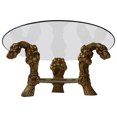 Retro Round Glass Coffee Table in the Manner of Maison Jansen