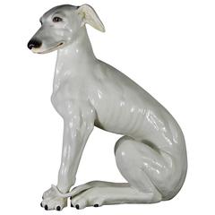 Terra Cotta White Glazed Dog