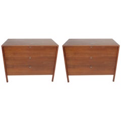 Pair of Early Florence Knoll Chests or Nightstands with Extra Vanity Drawer