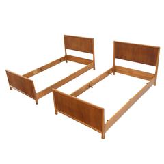 Pair of Walnut Gibbings Twin Beds